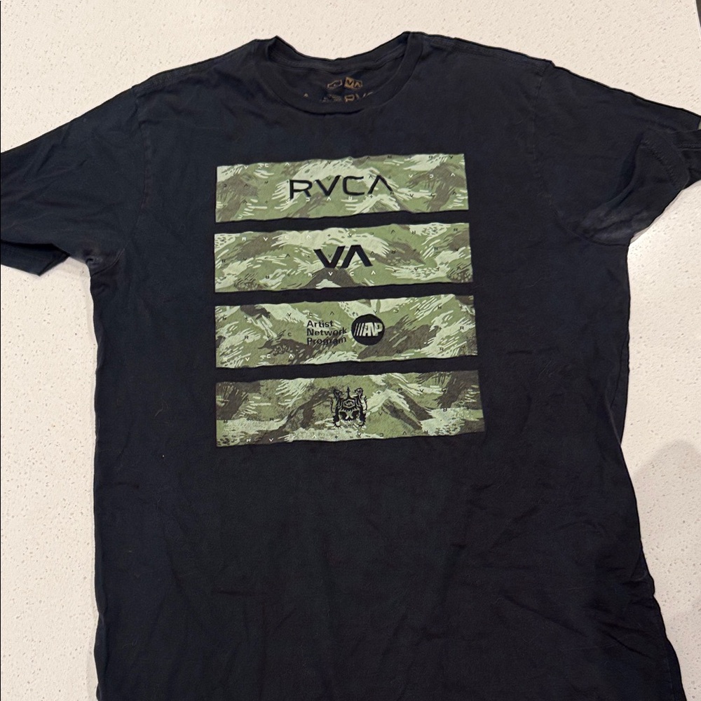 RVCA Black and Green Graphic Tee
